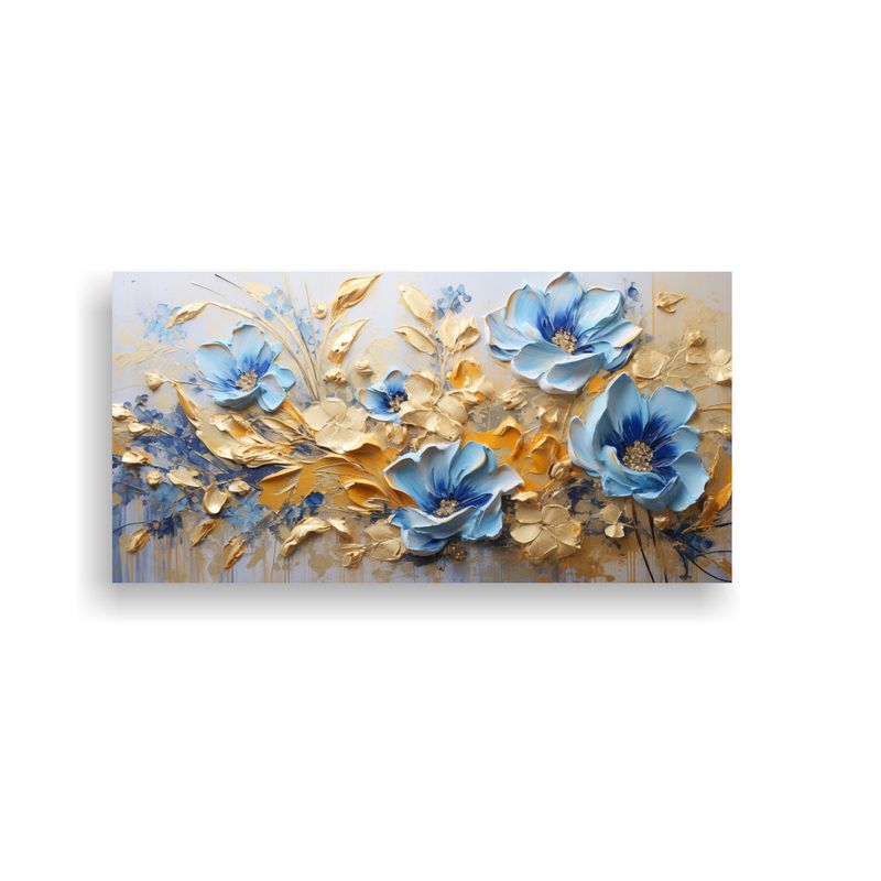GENERICO - Pintura Decorativa De Formación De Composición En Oro Y Az 160x80cm