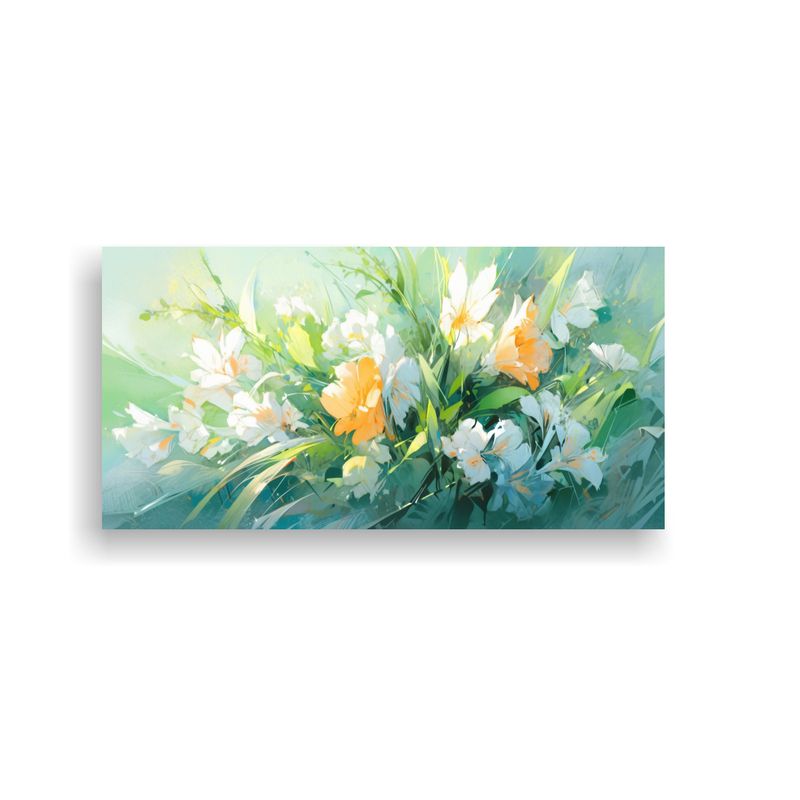 GENERICO - Pintura En Lienzo De Flores En Tonos Verdes Estilo Cuadro Di 160x80cm