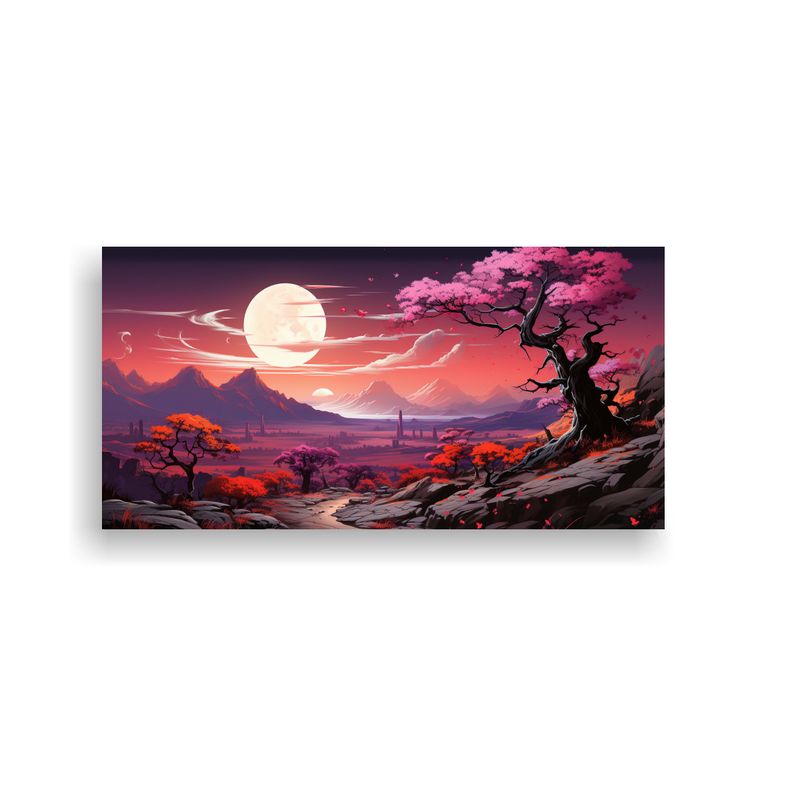 GENERICO - Paisaje Joshua Tree En Púrpura Y Naranja, Atmosfera Neonoir 160x80cm
