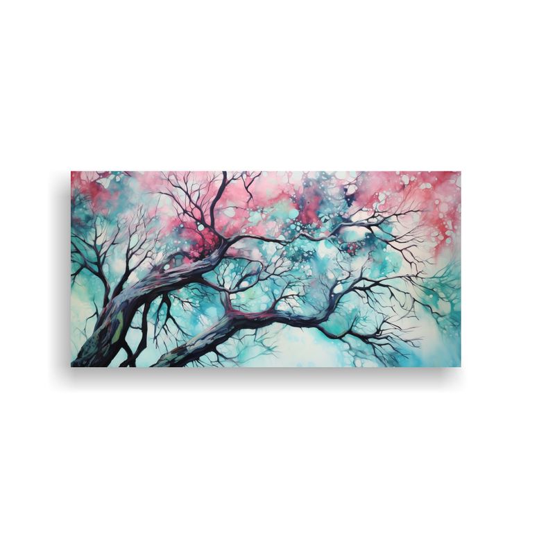 GENERICO - Pintura Abstracta A Kauri Tree En Colores Turquesa Y Rosa 160x80cm