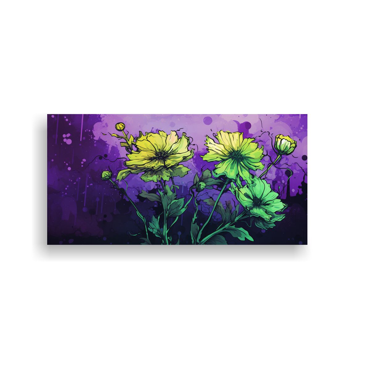 GENERICO - Cuadro De Pared Vibrante Con Hierbas De Caléndula Verde Y P 160x80cm