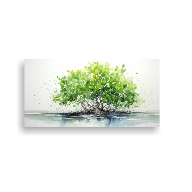 GENERICO - Arte De Pared Abstracto De Un Árbol De Manglar En Verde Y B 160x80cm