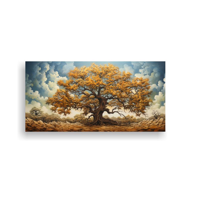 GENERICO - Cuadro Lienzo Tela Majestuoso Árbol De Roble Pintura Abstra 160x80cm
