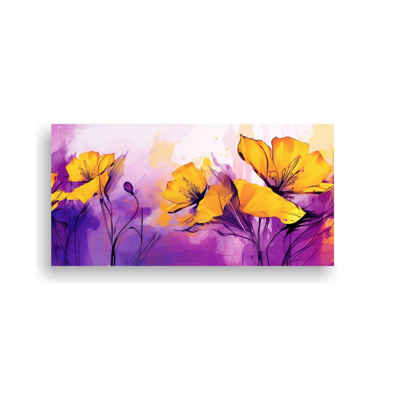 GENERICO - Tela En Bastidor Diseño Mágico Amarillo Y Morado Con Atmos 160x80cm
