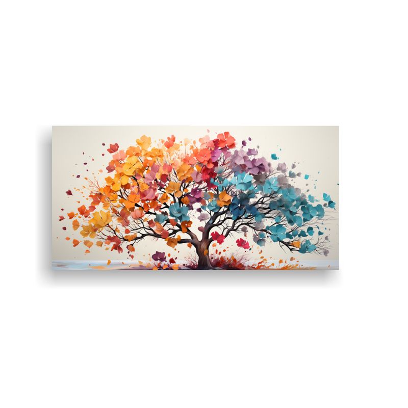 GENERICO - Pintura En Acuarelas De Un Árbol Acacia En Colores Neonoir 160x80cm