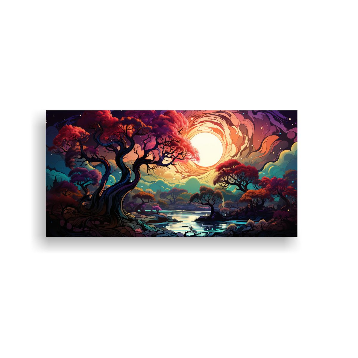 GENERICO - Pintura Decorativa Adorable De árbol De Manzana En Verde Y  160x80cm