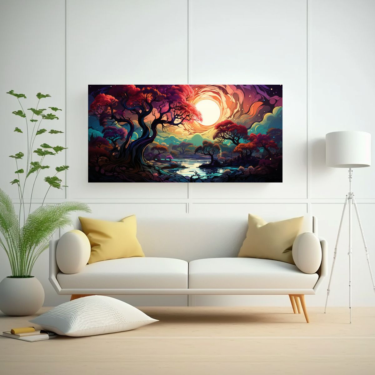 GENERICO - Pintura Decorativa Adorable De árbol De Manzana En Verde Y  160x80cm