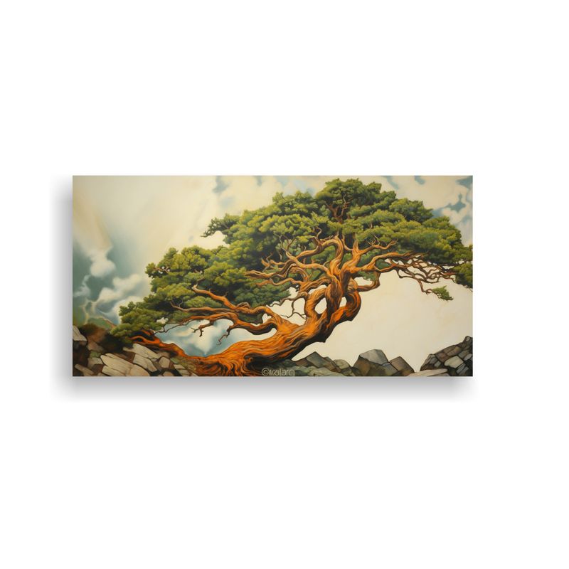GENERICO - Cuadro Horizontal único De árbol De Madroño Pintura Abstr 160x80cm