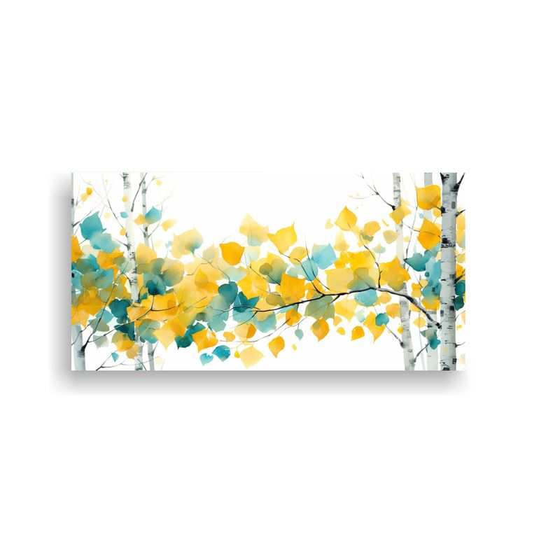 GENERICO - Arte De Pared Acuarela Reflejo A Árbol Aspen Amarillo Y Tur 160x80cm