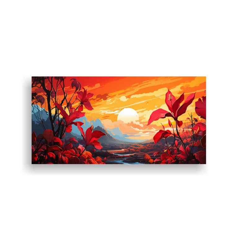 GENERICO - Pintura Mural Simétrica De árbol De Plátano En Colores Ro 160x80cm