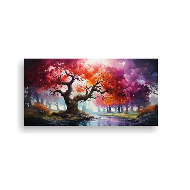 GENERICO - Pintura Abstracta De Un árbol De Abedul Con Colores Del Arc 160x80cm