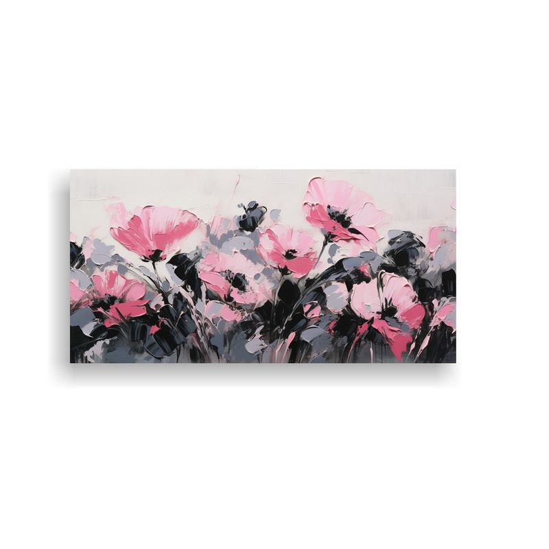GENERICO - Tela En Bastidor Forma Armonía: Pintura De Flores Negras Y  160x80cm