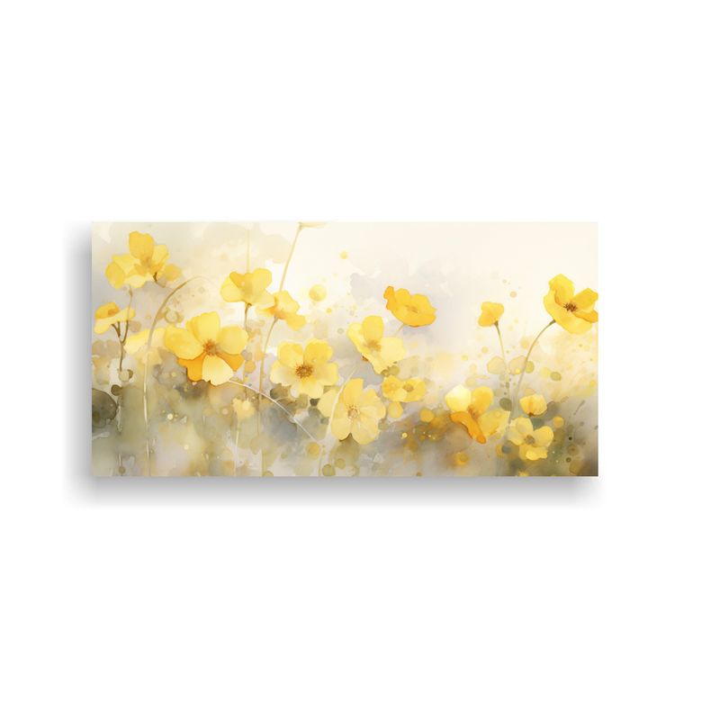 GENERICO - Lienzo Impreso Vitalidad Flores Amarillo Y Oro Abstracto 160x80cm