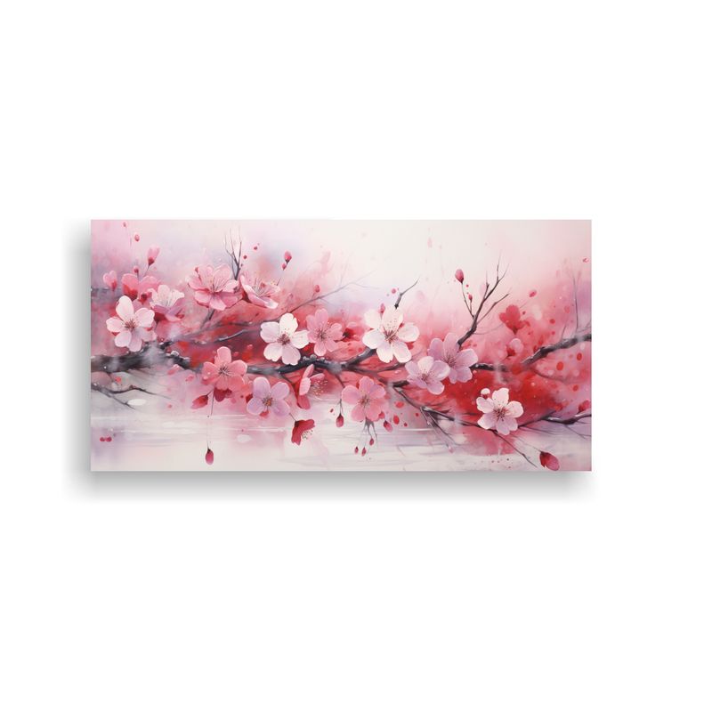 GENERICO - Cuadro Decorativo De Flores De Cerezo Rojo Y Rosa En Abstrac 80x40cm