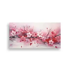 GENERICO - Cuadro Decorativo De Flores De Cerezo Rojo Y Rosa En Abstrac 80x40cm