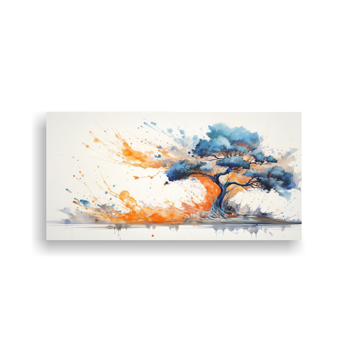 GENERICO - Pintura Abstracta De Un árbol De Ciprés En Colores Naranja 160x80cm.