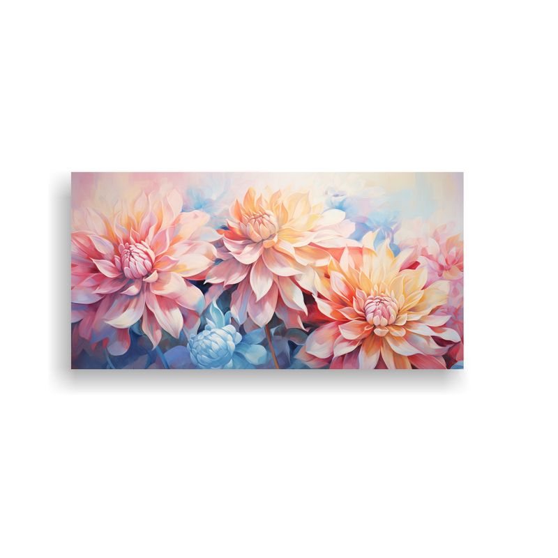 GENERICO - Pintura Abstracta De Dahlias En Lienzo Con Equilibrio De Col 160x80cm