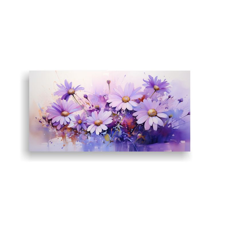 GENERICO - Cuadro Abstracto Amapolas Púrpuras En Colores Clásicos De  160x80cm