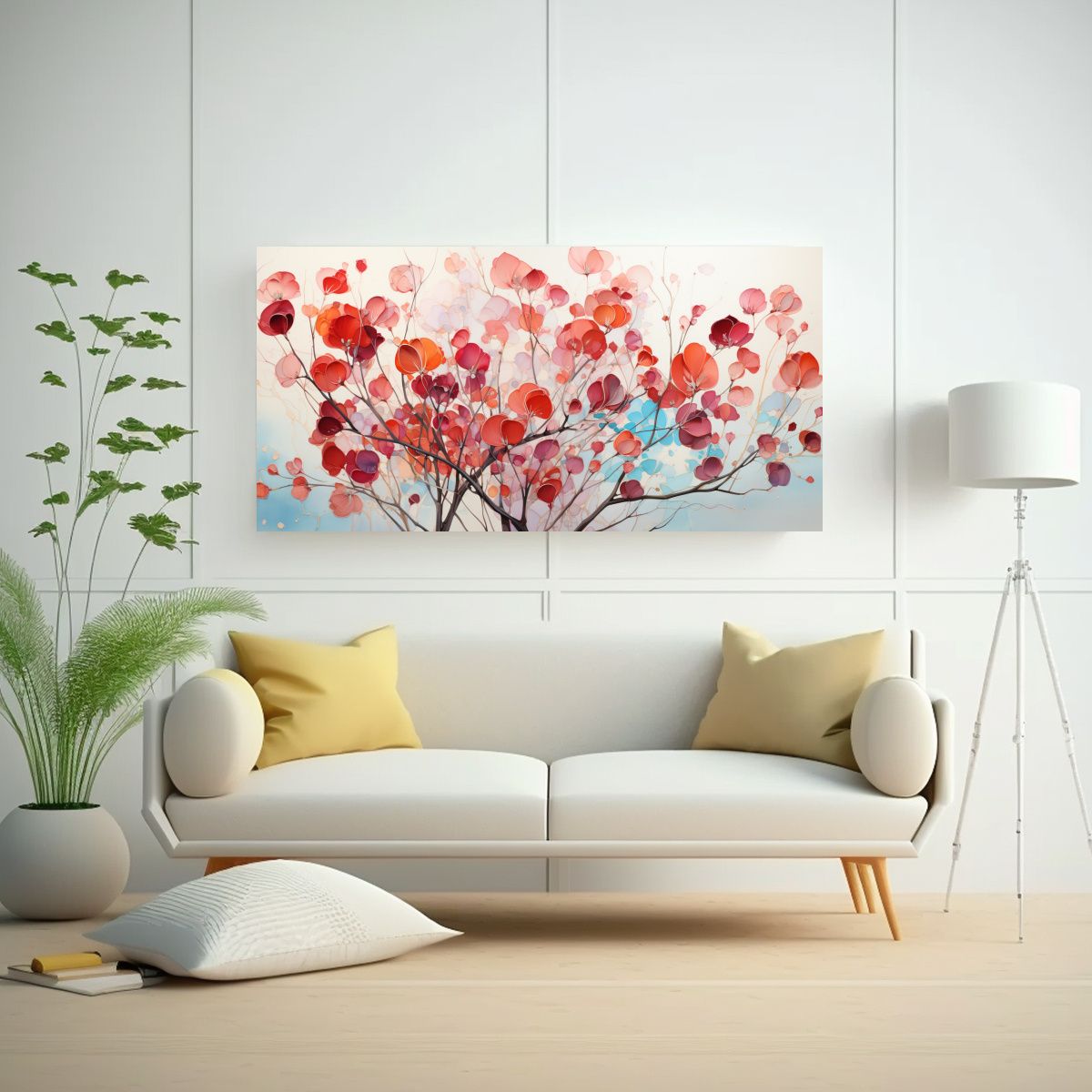 GENERICO - Pintura Abstracta De Árbol De Eucalipto En Colores Rojos Ga 160x80cm