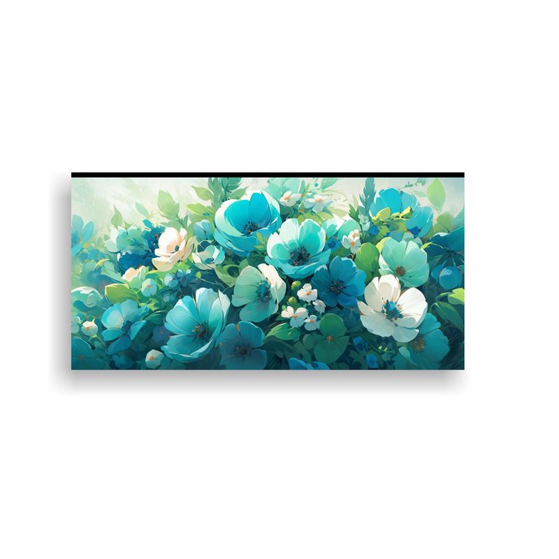GENERICO - Pintura En Tela De Flores Color Verde Y Cian En La Decoraci 160x80cm