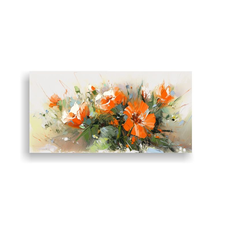 GENERICO - Cuadro Armonía De Colores Verde Y Naranja En Lienzo Para De 160x80cm