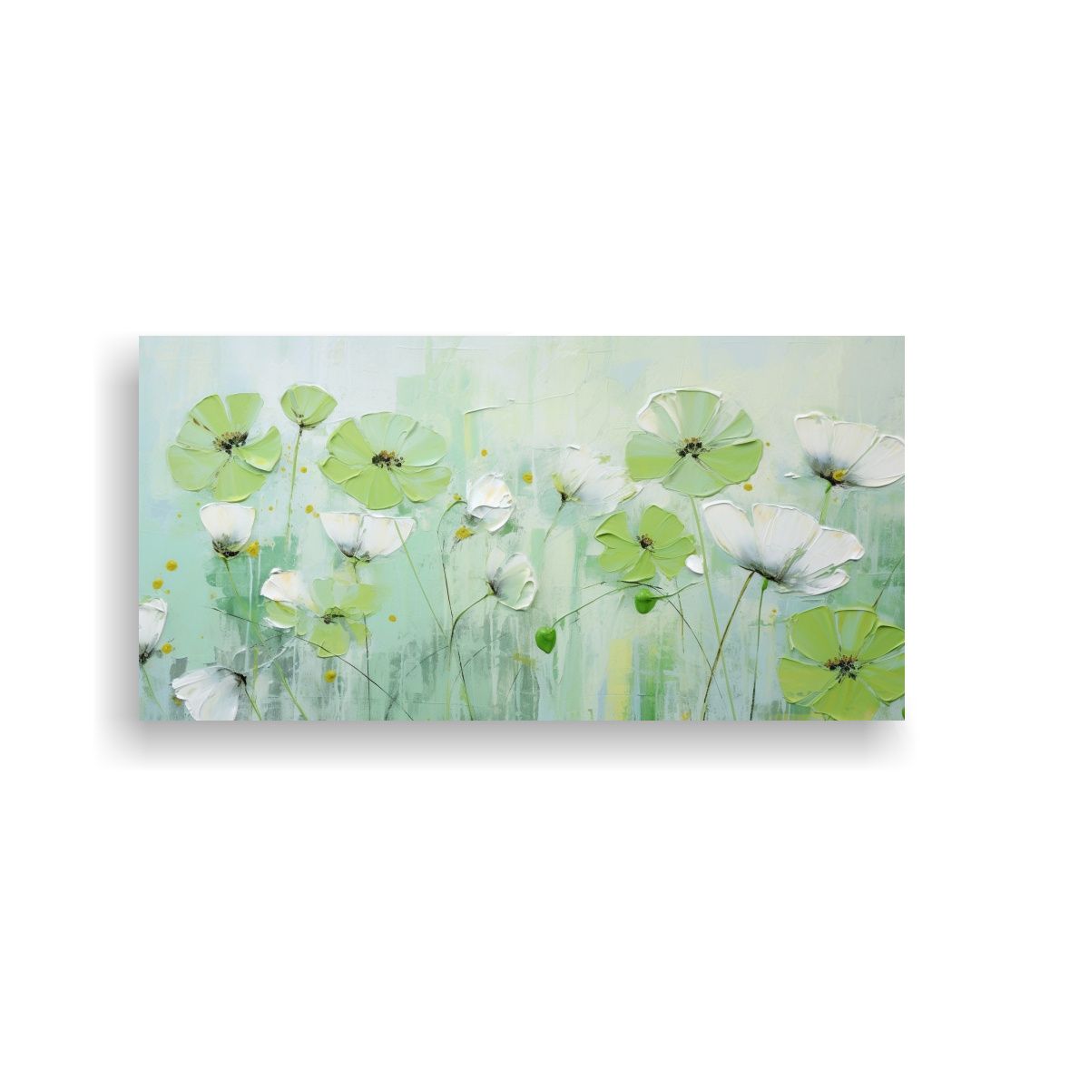 GENERICO - Pintura En Lienzo Estilo Galería De Flores Verdes En Colore 160x80cm