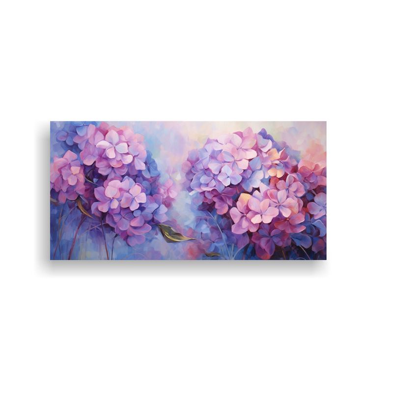 GENERICO - Cuadro Abstracto Minimalista De Hortensias: Arte De Pared In 160x80cm