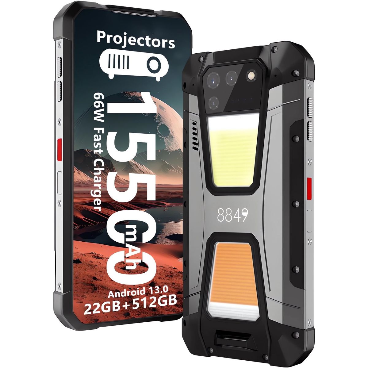 UNIHERTZ - Unihertz 8849 Tank 2 - Celular DualSim 4G con Proyector láser de 80 pulgadas