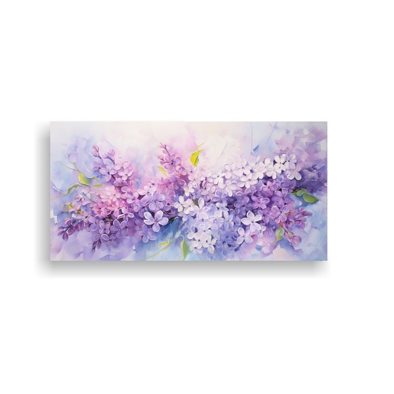 GENERICO - Pintura Abstracta De Pared En Espacio A Flores Lila Colores  160x80cm