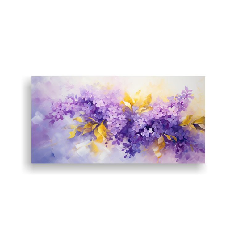 GENERICO - Pintura Abstracta Tema Simetría A Flores Lila Amarillo Y Mo 160x80cm