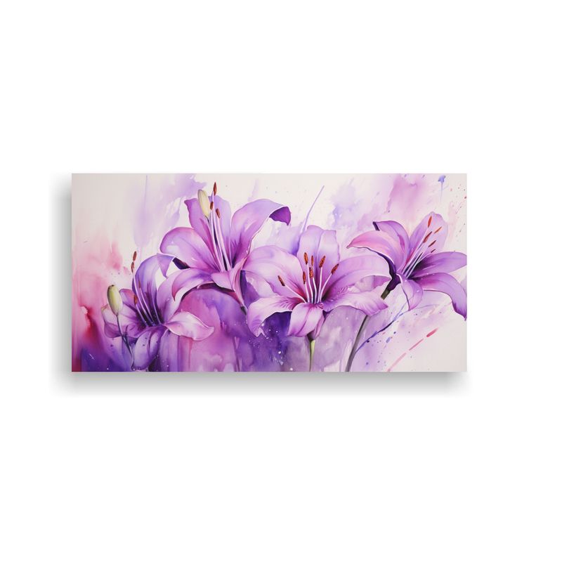 GENERICO - Lienzo Decorativo Linda A Lirios Púrpura Flores Pintura Abs 160x80cm