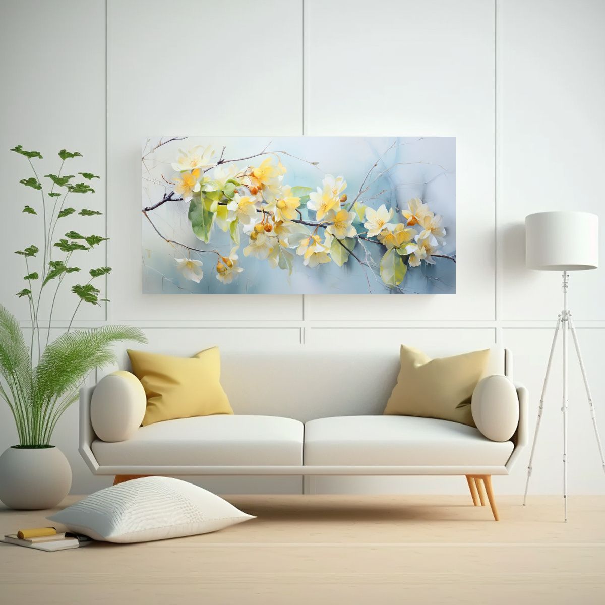 GENERICO - Pintura Abstracta Acuarela De Flores De Tilo En Colores Past 160x80cm