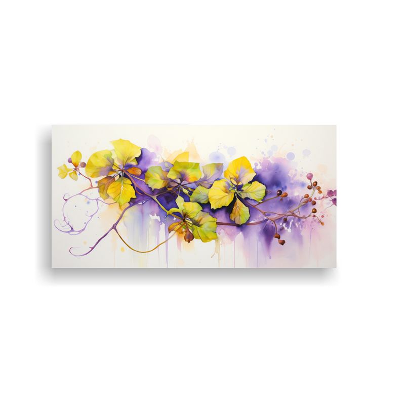 GENERICO - Pintura Abstracta De Flores De Tilo Amarillo Y Morado, Canva 160x80cm