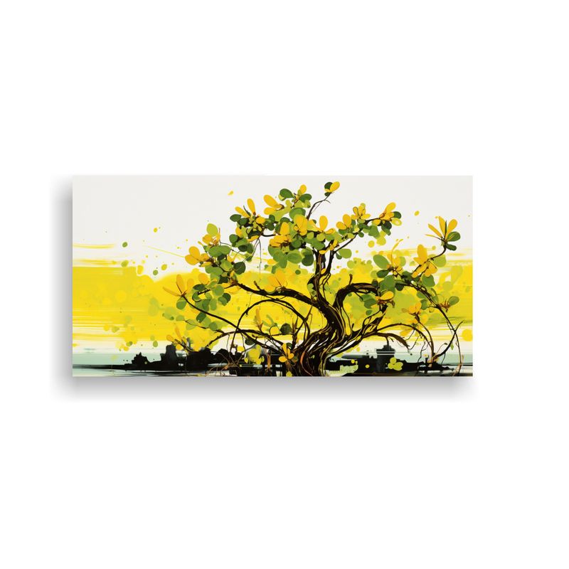 GENERICO - Cuadro Impreso Mural De Un Árbol Manglar En Colores Amarill 160x80cm