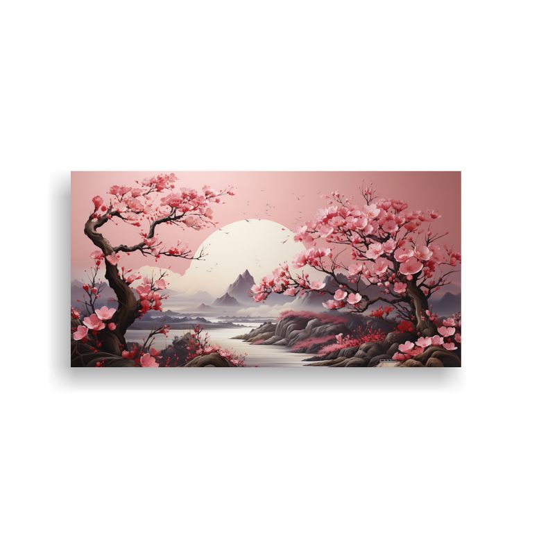 GENERICO - Cuadro Decorativo Para Oficina En Colores Oro Y Rosa Con Un  160x80cm