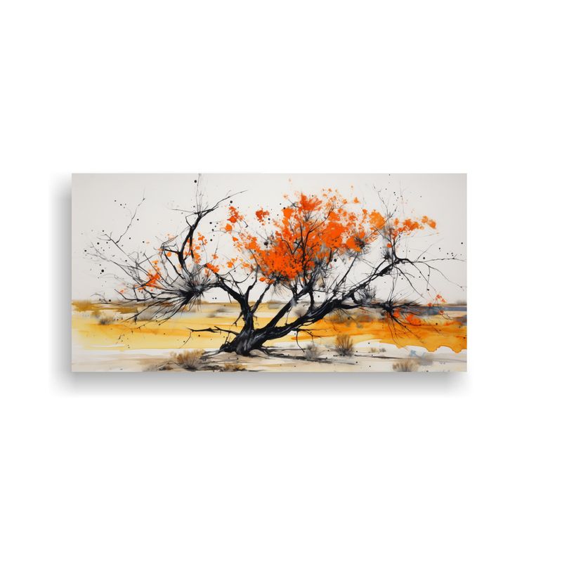 GENERICO - Pintura Abstracta De árbol De Ocotillo En Colores Naranja Y 160x80cm
