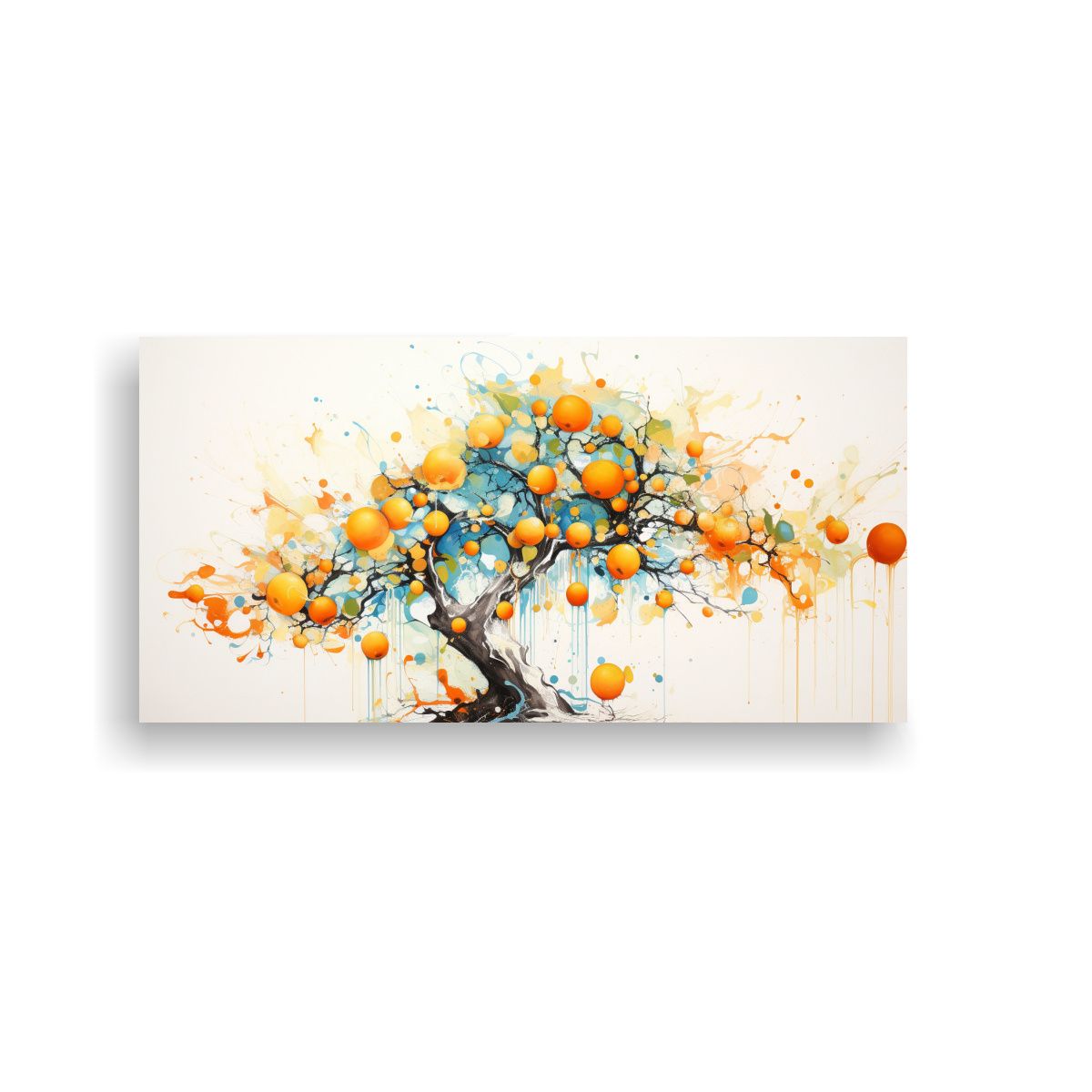 GENERICO - Cuadro Imagen Simétrico De Un Árbol De Naranja Con Colores 160x80cm