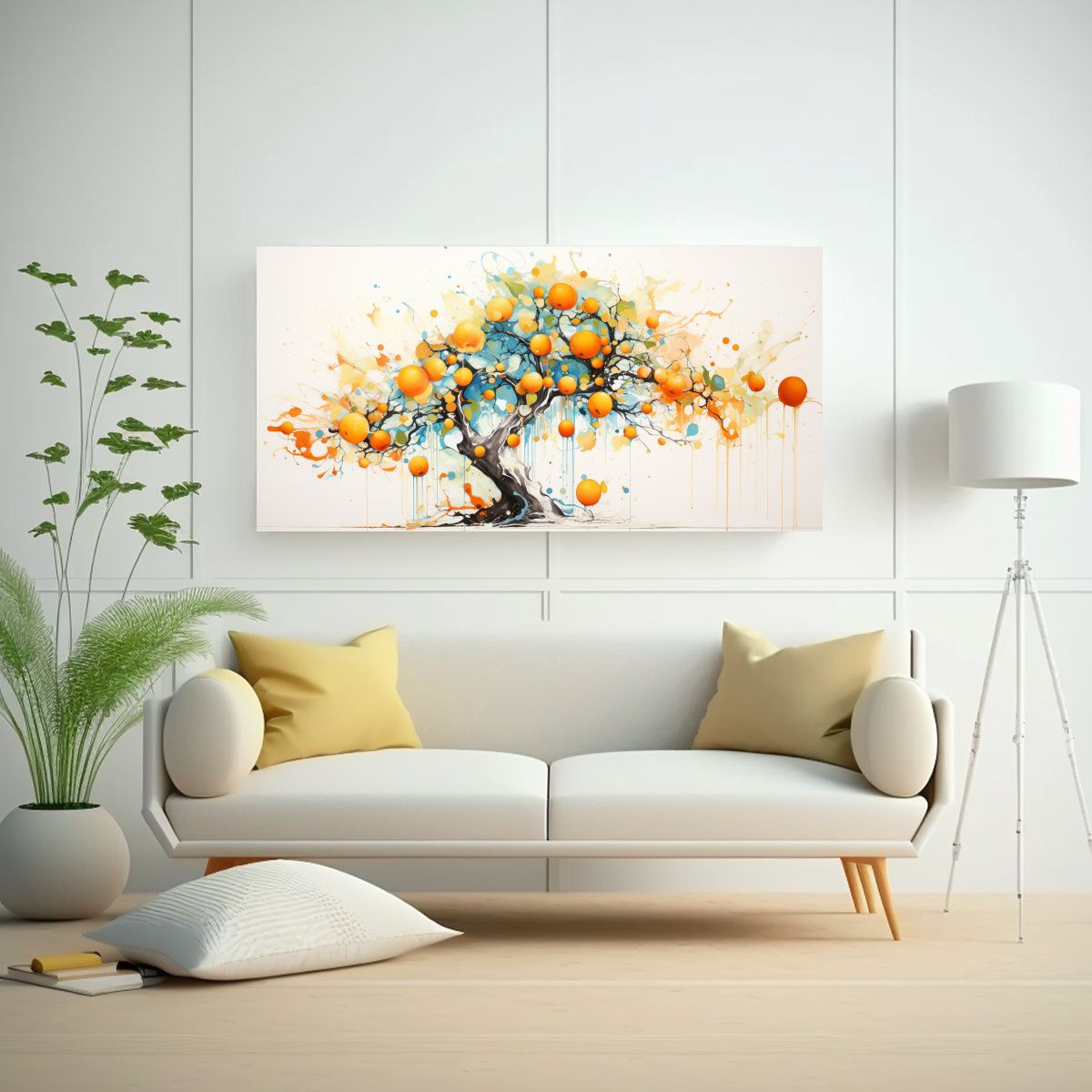 GENERICO - Cuadro Imagen Simétrico De Un Árbol De Naranja Con Colores 160x80cm