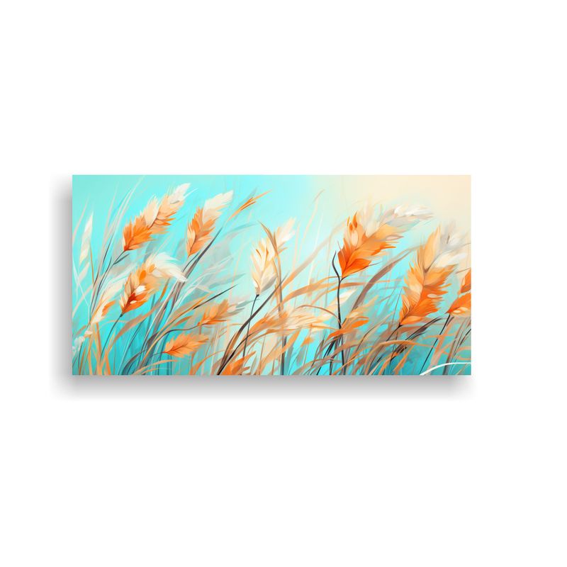 GENERICO - Escena Impresa De Pampas Grass En Colores Turquesa Y Naranja 160x80cm