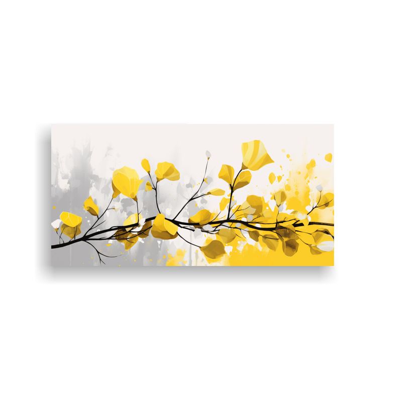 GENERICO - Cuadro Impreso Original: Árbol Poplar En Amarillo Y Blanco, 160x80cm