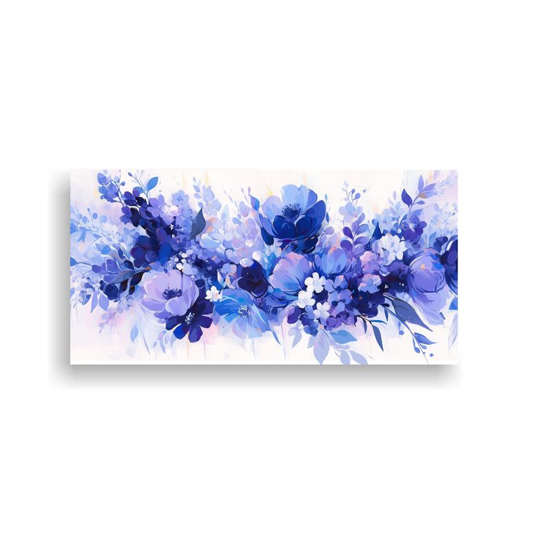 GENERICO - Pintura Sobre Lienzo De Flores En Colores Púrpura Y Azul De 160x80cm