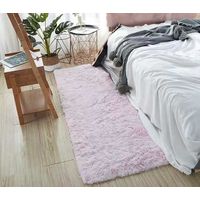 Bajada De Cama Peluda Alfombra Rosado Jaspeado