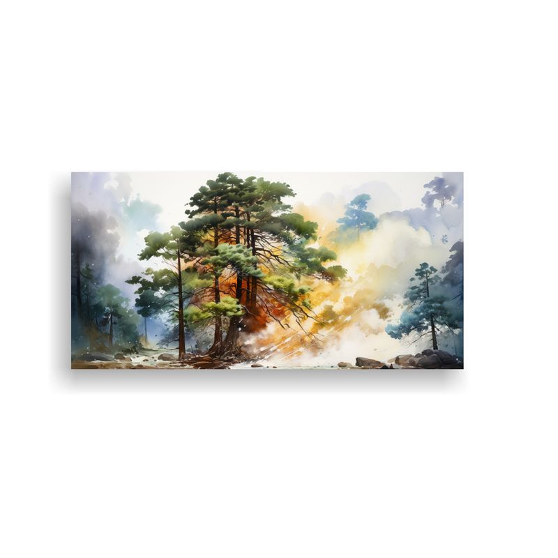 GENERICO - Pintura Abstracta Impactante De árbol De Secuoya Dorado Y A 160x80cm