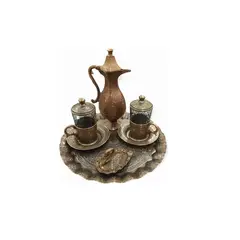 GENERICO - Set Té Turco Tazas Azucarero Bandeja Cobre
