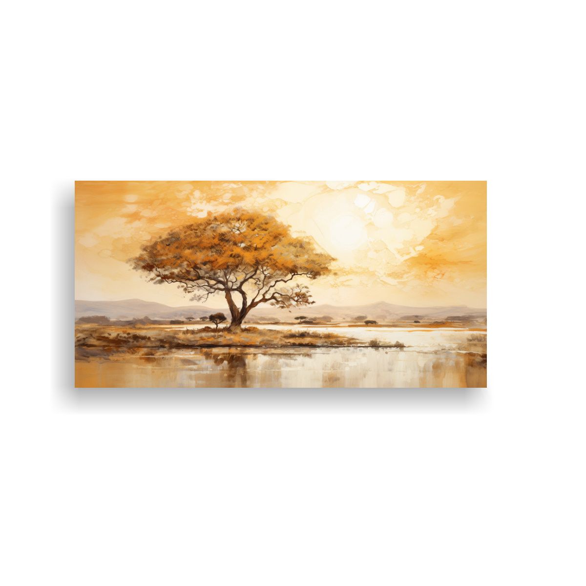 GENERICO - Lienzo De Tela Espectacular En Colores Dorados, árboles De  160x80cm