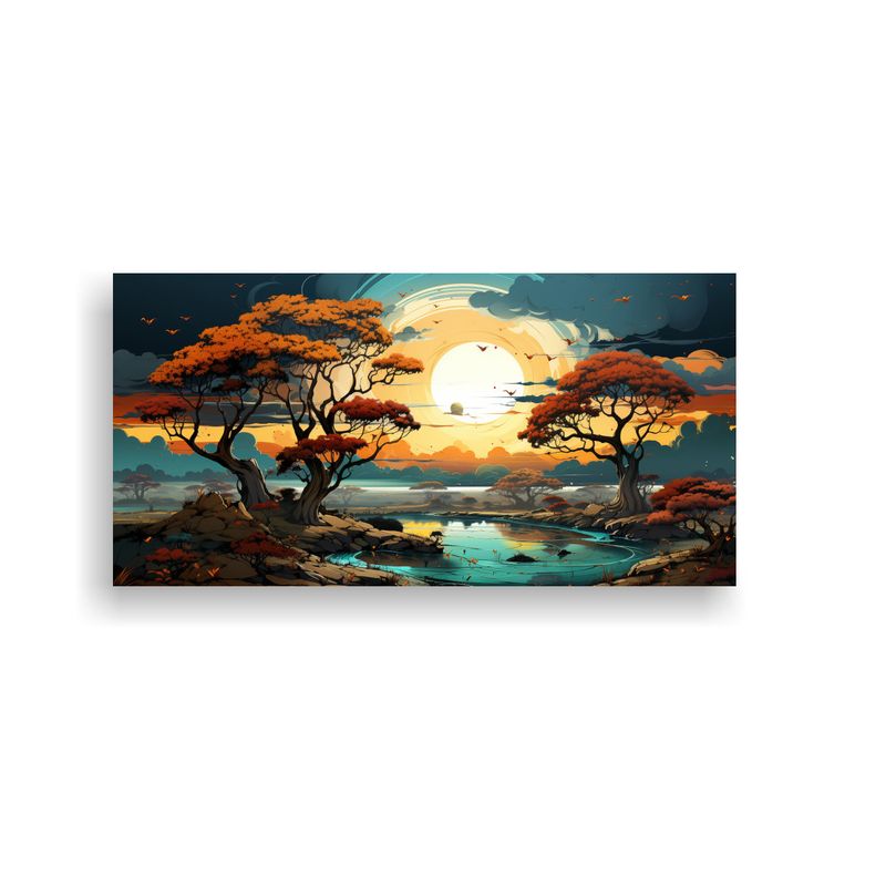 GENERICO - Pintura De Pared Moderna Savanna Y Árbol Del Desierto En Tu 160x80cm