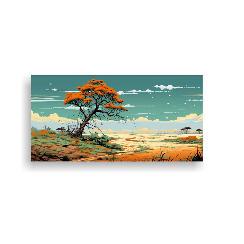GENERICO - Cuadro Moderno De Una Visión De Una Sabana Y árbol Deserti 160x80cm