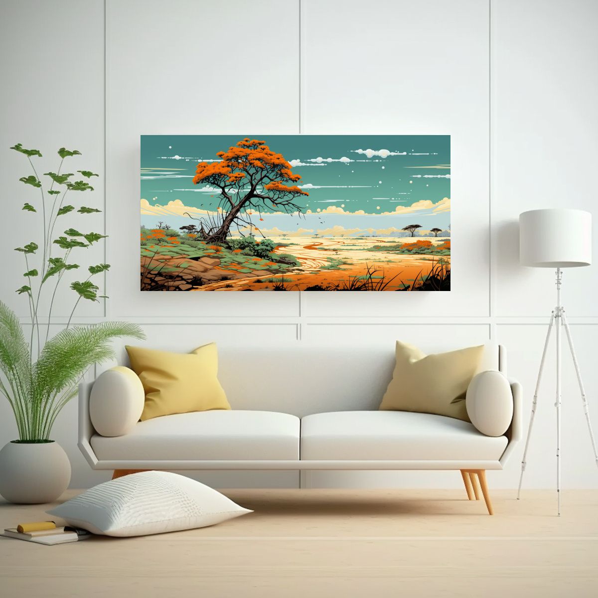 GENERICO - Cuadro Moderno De Una Visión De Una Sabana Y árbol Deserti 160x80cm