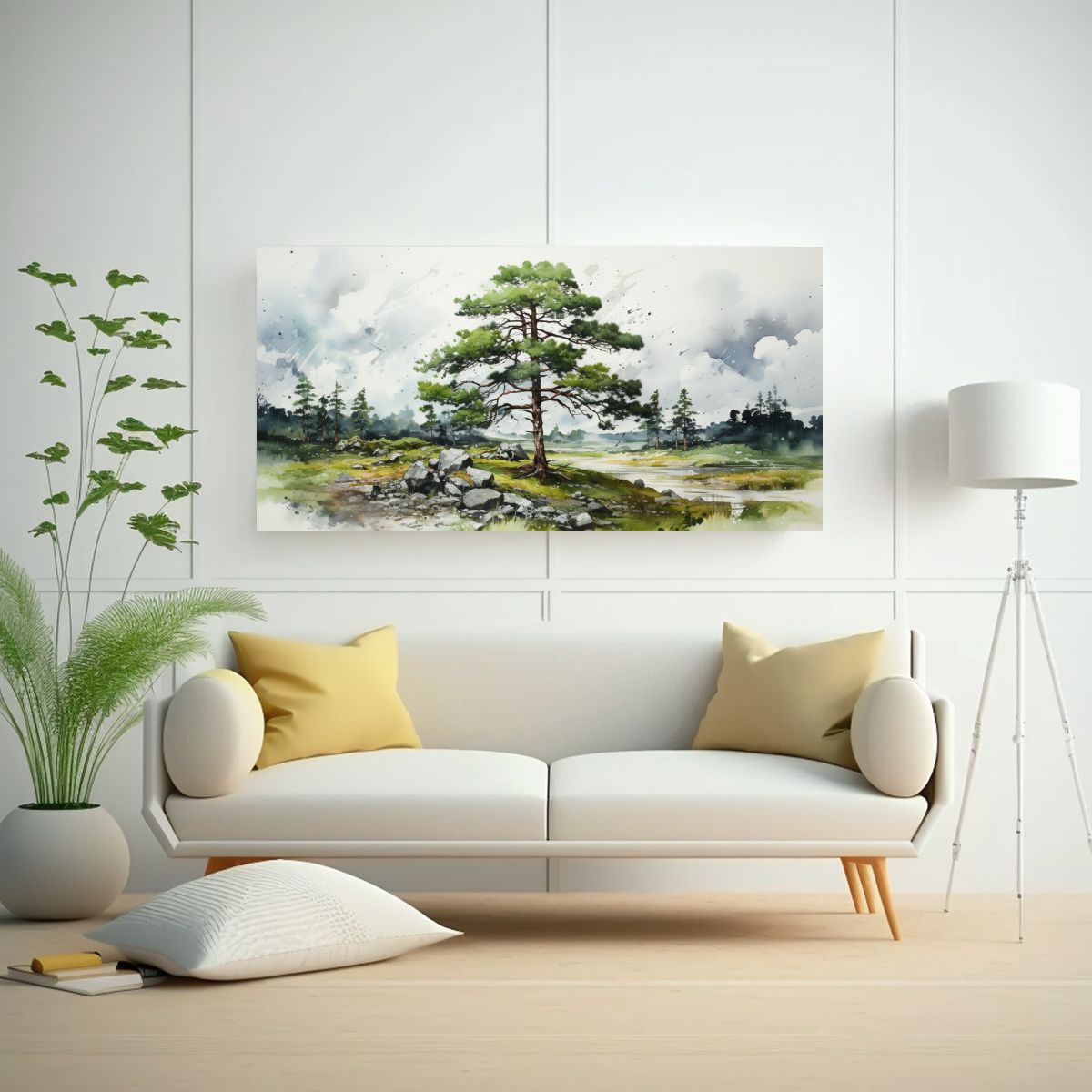 GENERICO - Pintura Abstracta De Un árbol De Pino Escocés En Colores B 160x80cm