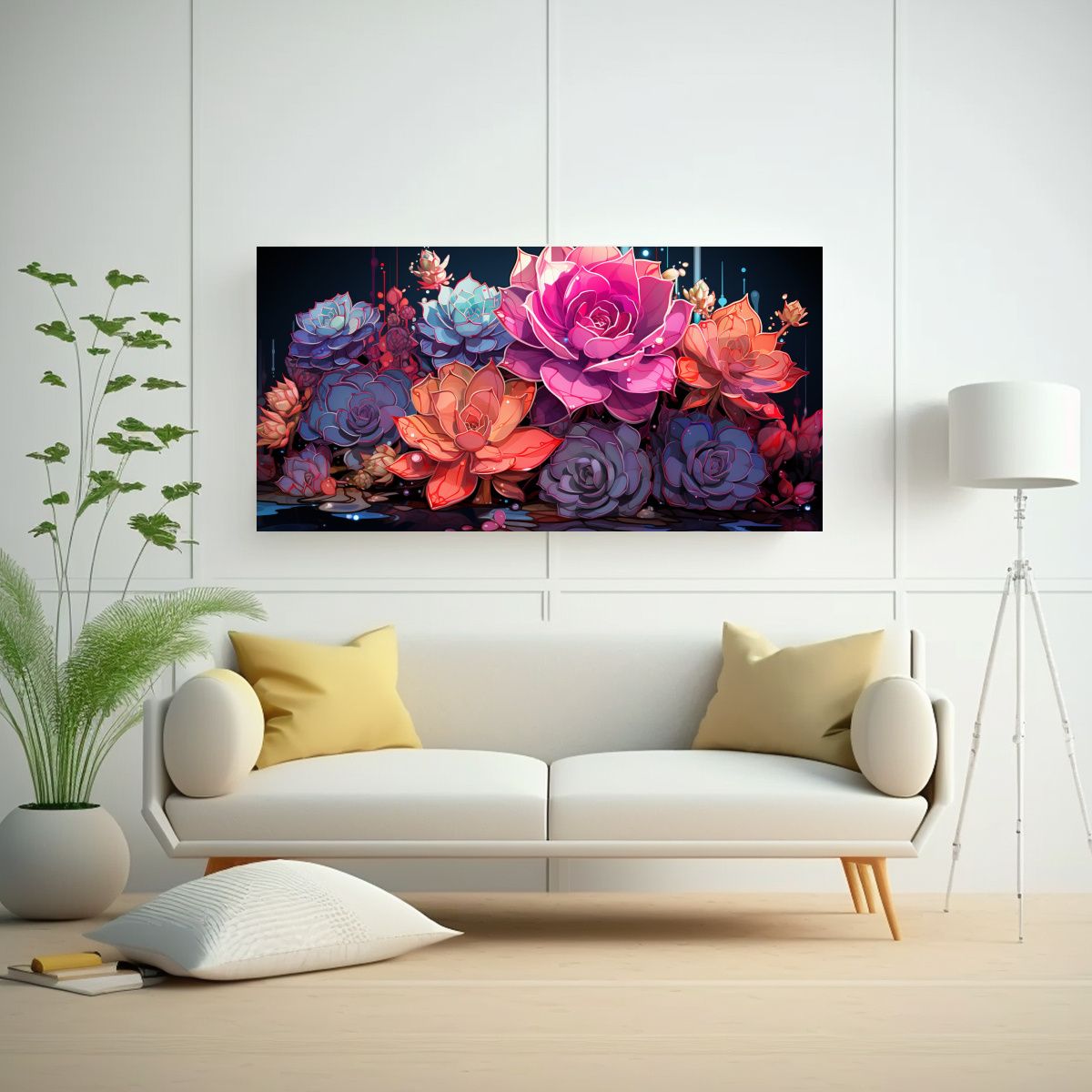 GENERICO - Pinturas Decorativas Con Atmósfera Neonoir De Lienzo Horizo 160x80cm